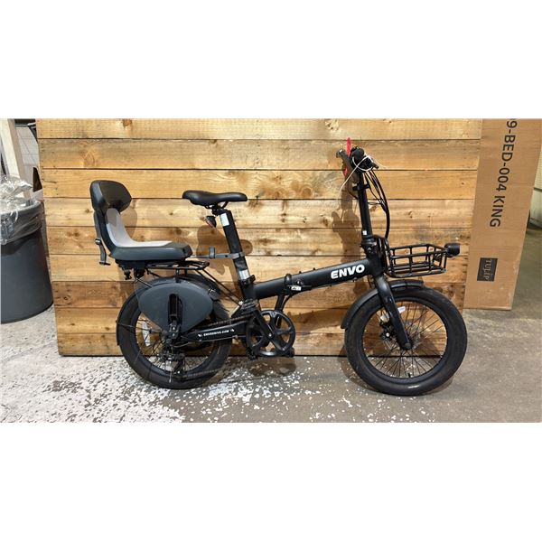*TESTED WORKING* ENVO 20" ELECTRIC ASSIST FOLDING E-BIKE WITH BATTERY & REAR SEAT (NO CHARGER,