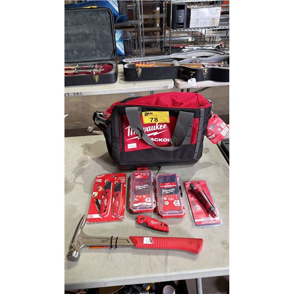 ASSORTED MILWAUKEE TOOLS INCLUDING; *NEW* DRILL BIT SET, *NEW* MAGNETIC NUT DRIVER SET, *NEW* IMPACT