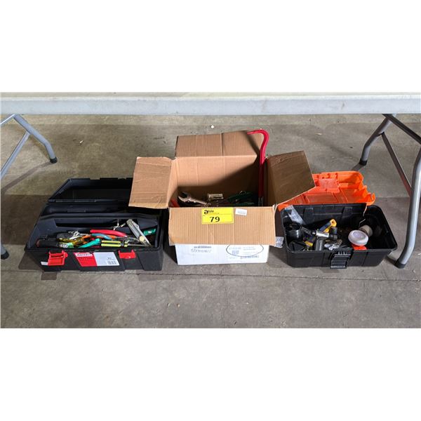 ASSORTED TOOLBOXES & BOX OF ASSORTED TOOLS