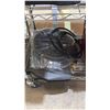 Image 3 : SHELF OF ASSORTED ITEMS INCLUDING TOOL BOX AND HOSE AND CAR MATS