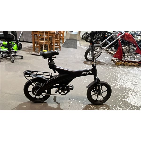 JETSON BLACK ELECTRIC BIKE - *NO CHARGER/WORKING CONDITION UNKNOWN/MAY BE MISSING PARTS & OR PIECES*