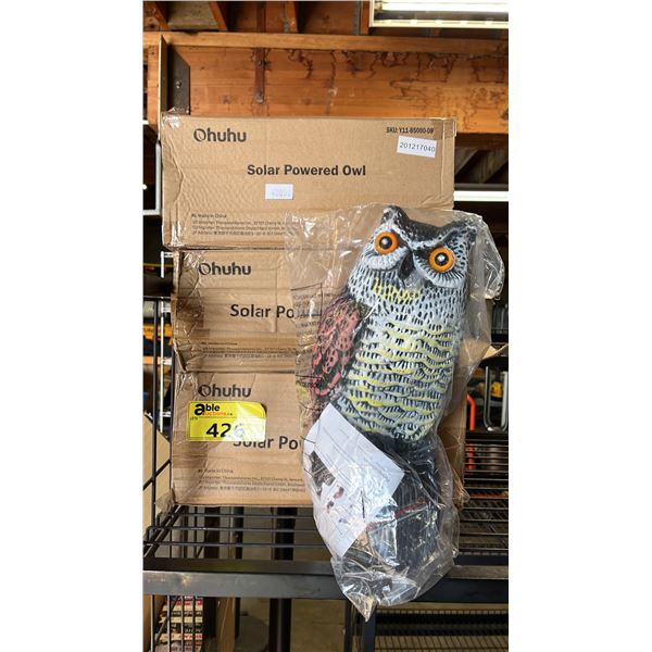 *NEW IN BOX* (3) SOLAR POWERED OWLS