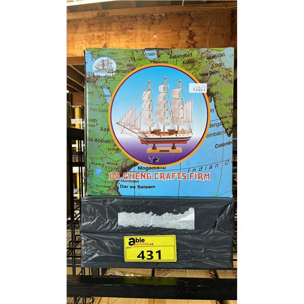 *NEW IN BOX* (3) DECORATIVE WOOD SAILING SHIP MODELS