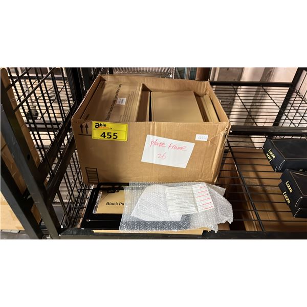 *NEW IN BOX* CASE OF BLACK POWDER COATED LICENSE PLATE FRAMES