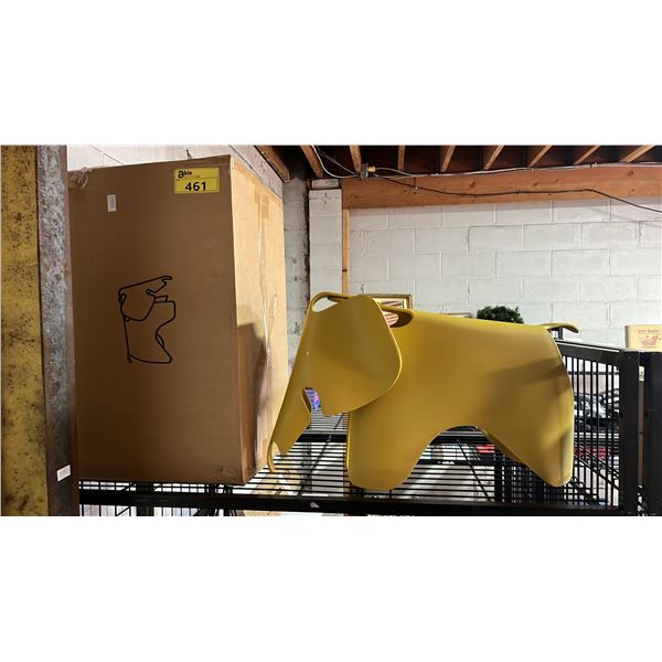 *NEW IN BOX* YELLOW PLASTIC CHILD'S ELEPHANT STOOL: APPROX. 25"W X 16"T X 14"D