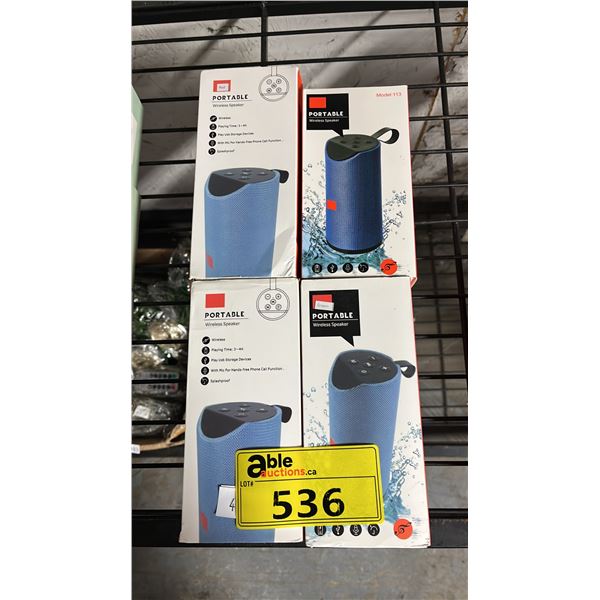 *NEW IN BOX* (4) PORTABLE WIRELESS SPEAKERS