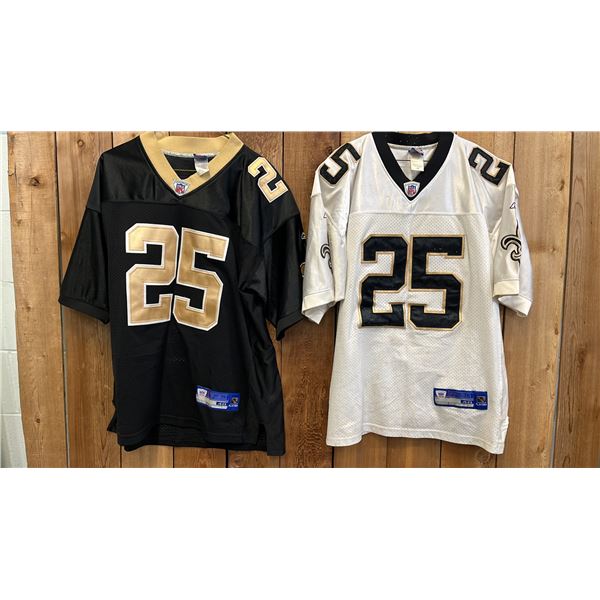 (2) REEBOK PLAYERS NEW ORLEANS SAINTS REGGIE BUSH JERSEYS SIZE 48
