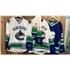 Image 1 : (3) ASSORTED VANCOUVER CANUCKS HOCKEY JERSEYS INCLUDING; CCM ROBERTO LUONGO SIZE XL, REEBOK CCM