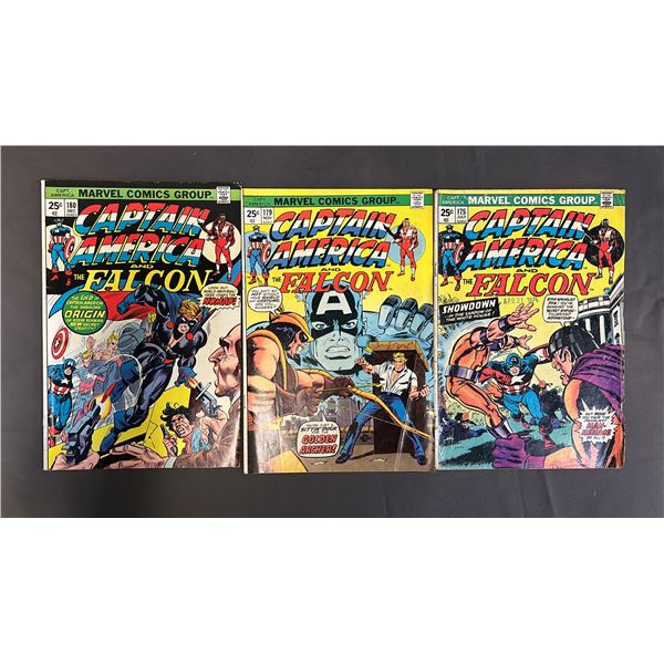 (3) MARVEL CAPTAIN AMERICA AND THE FALCON COMIC BOOKS #175, 179 & 180
