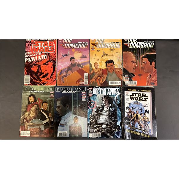 (7) MARVEL STAR WARS COMIC BOOKS #62, POE DAMERON #7, 8 & 12, ROGUE ONE #2 & 3 & MORE