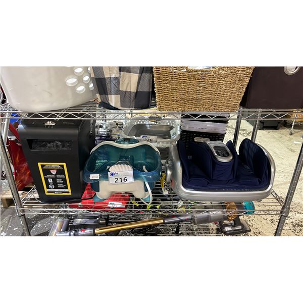 FELLOWES 8 SHEET SHREDDER, HOMEDICS FOOT BATH & MIKO FOOT MASSAGER