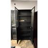 Image 2 : WOOD 6-TIER, 2-DOOR STORAGE CABINET WIRED FOR INTERIOR LIGHTING: APPROX. 79"T X 31"W X 11"D