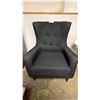 Image 1 : BLACK BUTTON TUFTED BACK ARM CHAIR