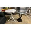 Image 1 : WHITE ROUND WOOD SIDE TABLE & GLASS TOP ROUND SIDE TABLE WITH WOOD BASE