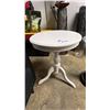 Image 2 : WHITE ROUND WOOD SIDE TABLE & GLASS TOP ROUND SIDE TABLE WITH WOOD BASE