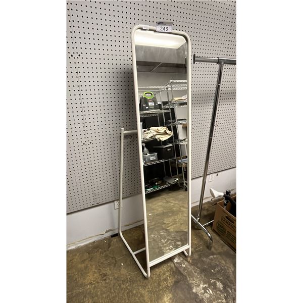 WHITE METAL FRAMED STANDING MIRROR: 64"T