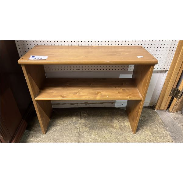 PINE SHOE STORAGE SHELF: APPROX. 31.5"W X 26"T X 12"D