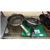 Image 3 : SHELF OF ASSORTED SAUTE PANS, BAKEWARE & OVEN MITTS