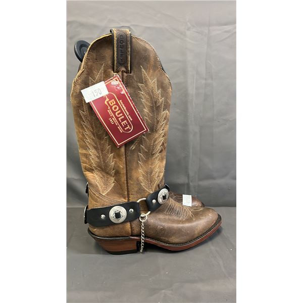 *NEW WITH TAGS* PAIR OF LADIES BOULET LEATHER COWBOY BOOTS  SIZE 5.5 - *SECURITY TAG STILL ON BOOTS*