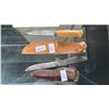 Image 2 : KNIFE WITH 925 SILVER HANDLE & SHEATH IN BOX, ULU KNIFE & (4) KNIVES WITH SHEATHS