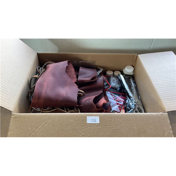LEATHER CRAFTING KIT WITH TOOLS & LEATHER MATERIAL IN BOX