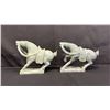 Image 1 : (2) CHINESE CARVED JADE HORSE FIGURINES: 5"W X 4"T X 2"D