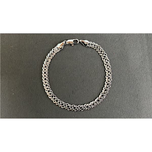 *NEW* PLATINUM PLATED 6MM CUBAN LINK BRACELET; 7.5" LONG
