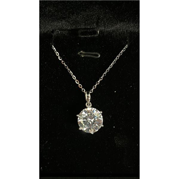 *NEW* STERLING SILVER 5CT SIMULATED DIAMOND (CZ) NECKLACE: 17.5"-19" LONG