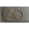 Image 2 : *NEW* 18K GOLD PLATED 32MM PRINCESS CUT SIMULATED DIAMOND (CZ) HOOP EARRINGS