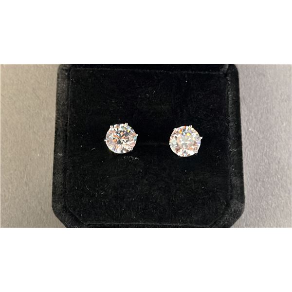 *NEW* PLATINUM PLATED SIMULATED DIAMOND (CZ) STUD EARRINGS (2 CT EACH)