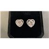Image 1 : *NEW* STERLING SILVER SIMULATED DIAMOND (CZ) HEART HALO STUD EARRINGS (2 CT EACH)