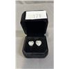 Image 2 : *NEW* STERLING SILVER SIMULATED DIAMOND (CZ) HEART HALO STUD EARRINGS (2 CT EACH)