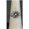 Image 1 : *NEW* STERLING SILVER 3 CT SIMULATED DIAMOND (CZ) TRINITY RING WITH HEART SIDE STONES: SIZE 7