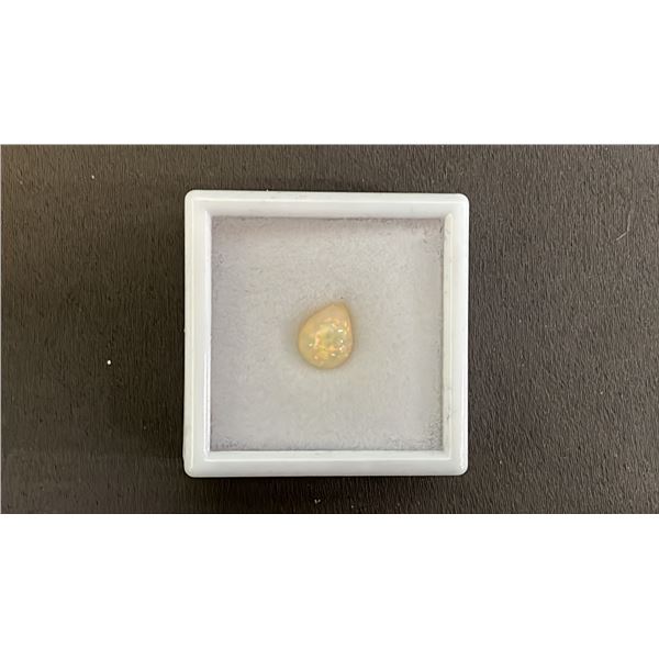 1.5 CT PEAR CABOCHON CUT NATURAL WHITE FIRE OPAL: 7.9MM X 10.1MM