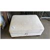 Image 1 : FABRIC GAS LIFT STORAGE OTTOMAN WITH CUSHION (SOME CLEANING REQUIRED)
