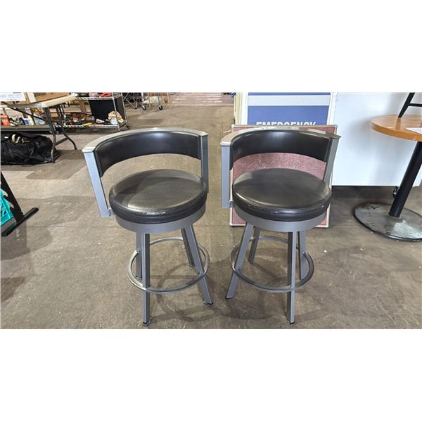 PAIR OF SWIVEL BAR STOOLS (SOME CUSHION DAMAGE)