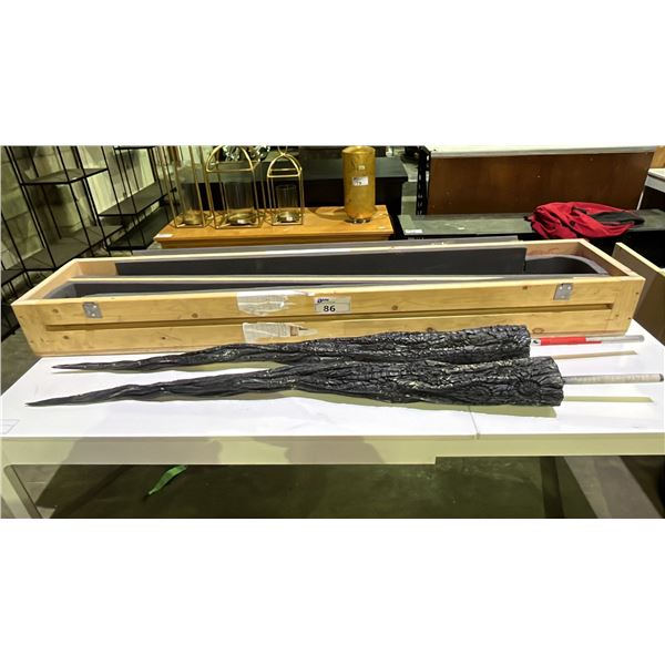 PAIR OF ALIEN LEG PROPS (64"L) WITH CRATE