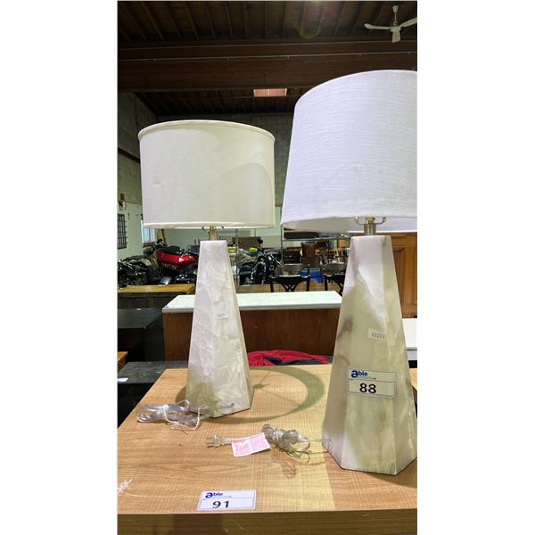 PAIR OF CRYSTAL-STYLE TABLE LAMPS WITH SHADES