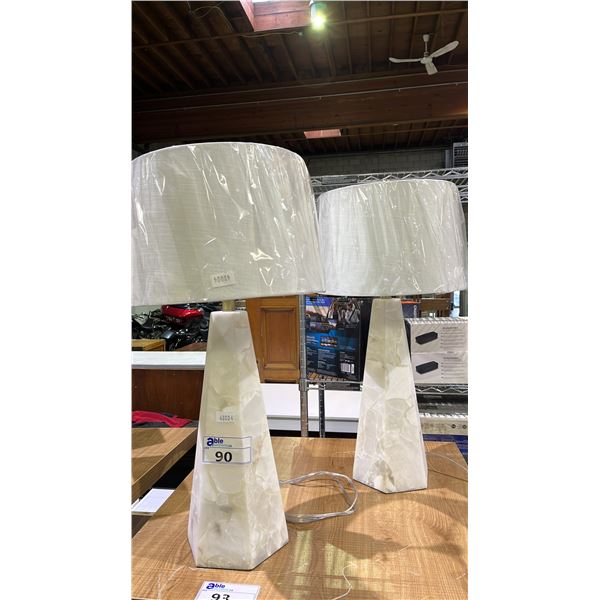 PAIR OF CRYSTAL-STYLE TABLE LAMPS WITH SHADES