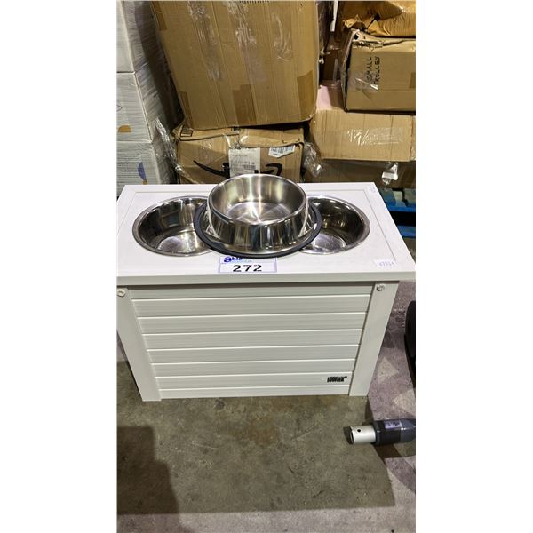 ECOFLEX ELEVATED DOG FEEDER WITH STAINLESS STEEL BOWLS & BUILT-IN STORAGE