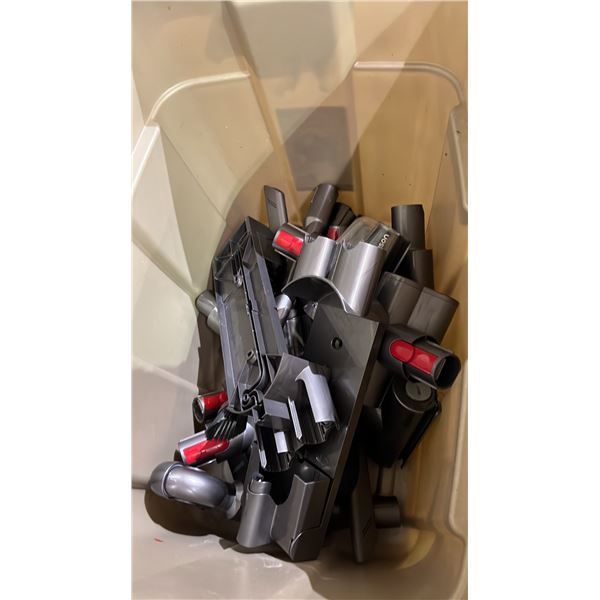 TOTE OF ASSORTED DYSON VACUUM PARTS