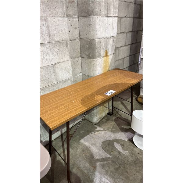 FOLDING TABLE WITH WOOD TOP: 46.5"W X 28.75"T X 17"D