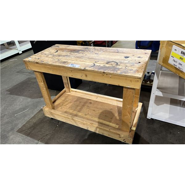 WOOD ROLLING CART: 45"W X 34.5"T X 21.5"D