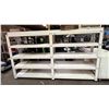 Image 1 : LARGE WHITE WOODEN SHELVING UNIT: APPROX. 121"W X 70.75"T X 25.5" *CONTENTS NOT INCLUDED*