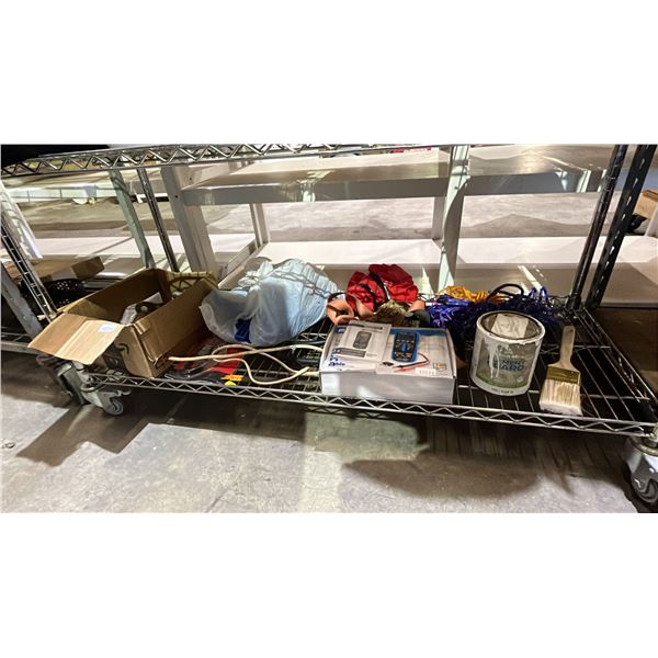 BAG OF SMALL WEDGES, MIXING VALVE, DIGITAL MULTIMETER, ROPE & MORE