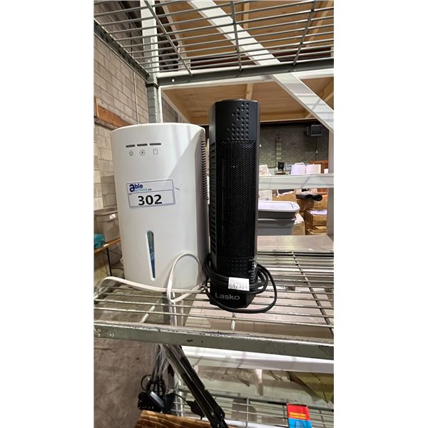 LASKO OSCILLATING MINI TOWER HEATER & A MINI DEHUMIDIFIER