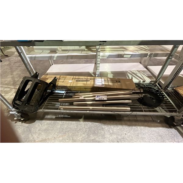 HARLEY DAVIDSON LUGGAGE RACK, LARGE WIND CHIME & CLOTHES HANGER IN BOX