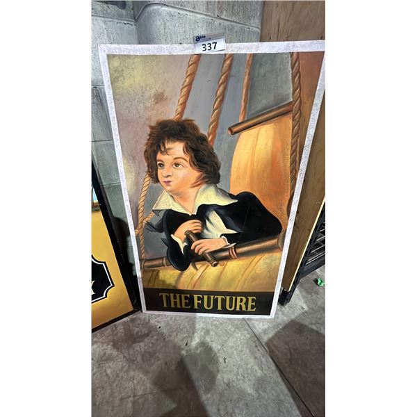 LARGE PAINTED METAL SIGN 49" X 30"