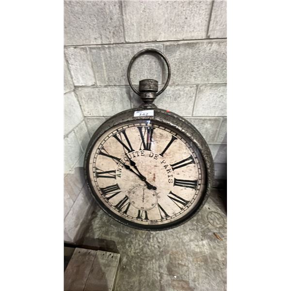 LARGE OVERSIZED NOVELTY BATTERY OPERATED POCKET WATCH WALL CLOCK: APPROX. 32" DIAMETER
