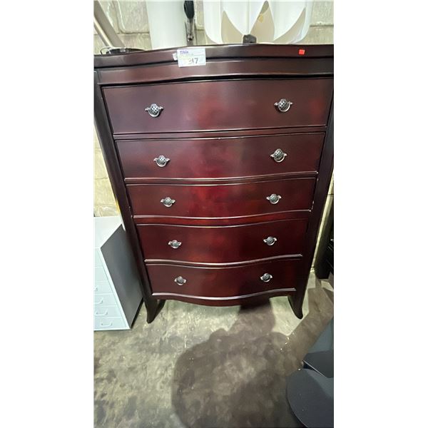 LARGE SOMERTON WOOD 5-DRAWER DRESSER: APPROX. 60"T X 40"W X 19"D